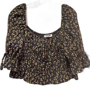 ASOS Saint Genies Plus puff sleeve ruched sweetheart neck top floral size 14